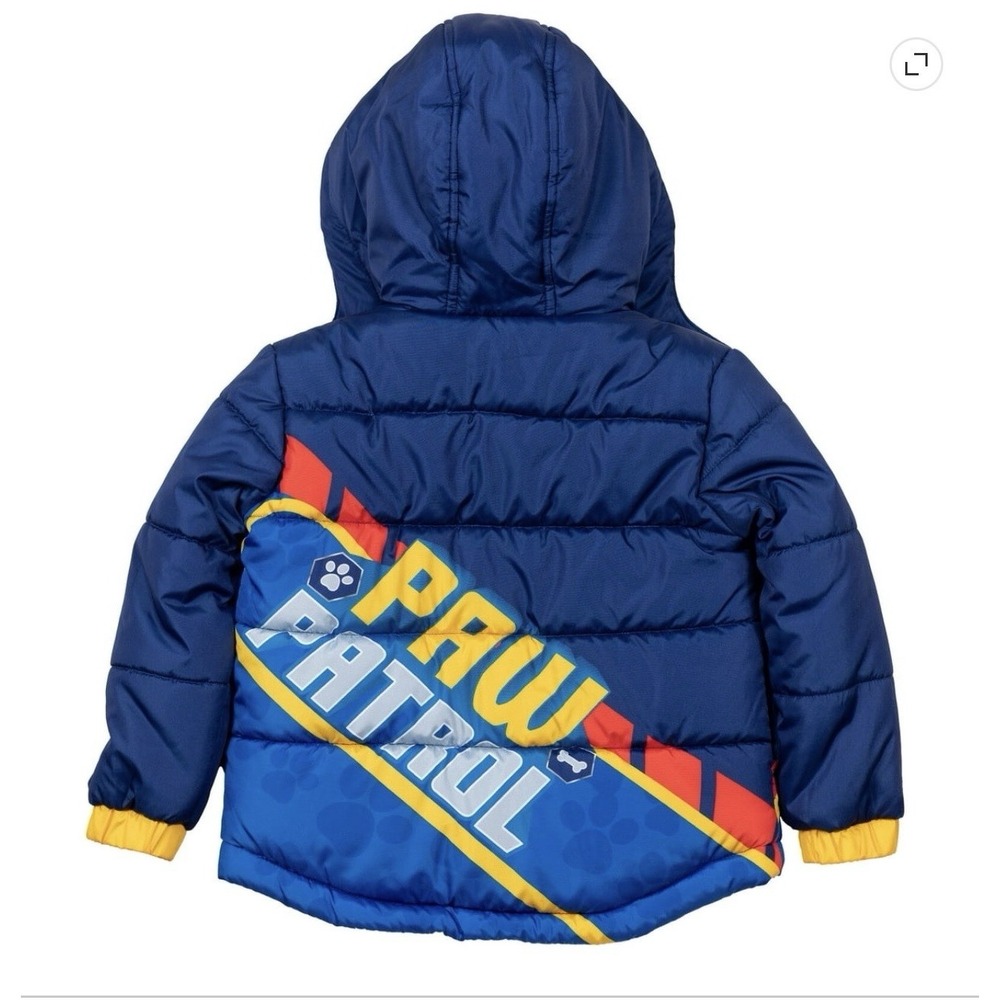 Nickelodeon PAW Patrol Boys 4T Hooded Full Zip Puffer Jacket Blue Yellow - Picture 2 of 3